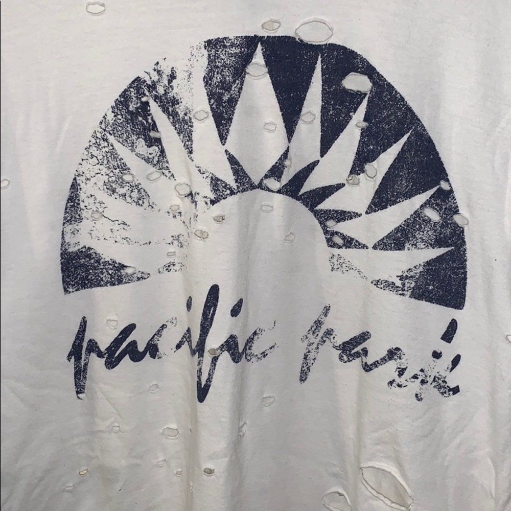 Free People high/low destroyed shirt